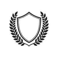 Shield and Laurel Wreath Illustration Isolated on White Background for Emblem Designs vector