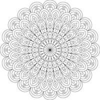 Floral-Inspired Mandala with Repetitive Petal Patterns for Coloring vector