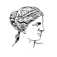 Venus de Milo Ancient Greek sculpture line art. Outline illustration isolated on white background. Linear style vector