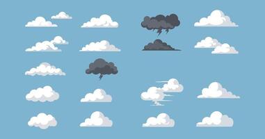 Cloud Icon Set - Illustration of Different Cloud Types vector