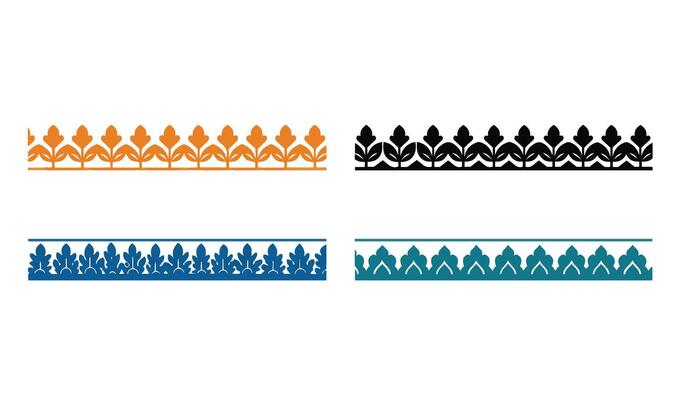 Floral and Geometric Borders with Vintage Border Ornament for Creative Designs