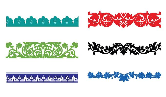 Stylish Vintage Border Ornament with Decorative Pattern Borders Collection