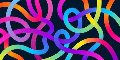 Bright abstract 3D swirls, colorful tangled ribbons with gradient effect. Serpentine, holiday background vector