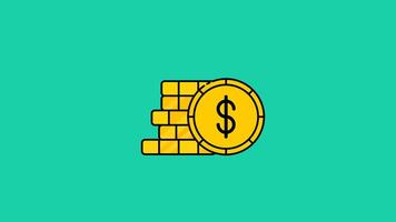 Golden Coin Rolling with Sparkle Animation. Suitable for Invesment, Finance and Business Content. Transparent Background. 4K Resolution video