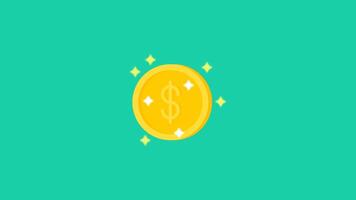 Golden Coin Shine with Sparkle Animation. Suitable for Invesment, Finance and Business Content. Transparent Background. 4K Resolution video