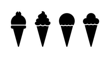 Varied Ice Cream Cone Silhouettes in Multiple Styles and Designs vector