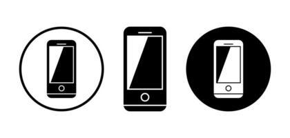 Black and White Smartphone Icon Collection with Three Sleek Designs vector