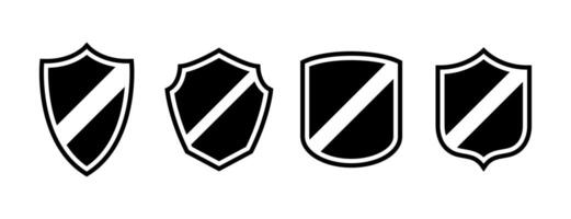 Set of Shield Icons in Various Designs with Diagonal Stripe Details vector