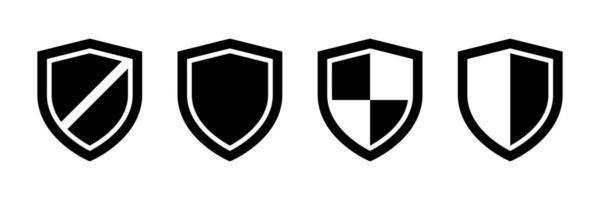 Four Shield Icons with Different Designs Representing Security and Safety vector