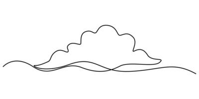 Clouds one continuous line drawing illustration vector