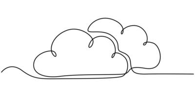 Continuous one line drawing cloud on white background illustration vector