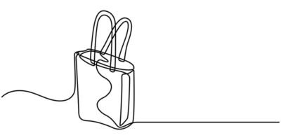 Shopping Bags Continuous One Line Drawing with an Editable Stroke vector