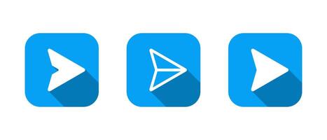 Send message icon with long shadow. Repost, share arrow button vector