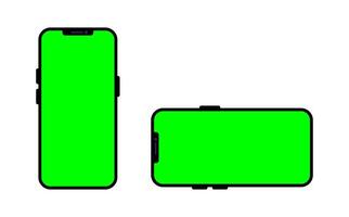 Smartphone mockup with green screen illustration. Mobile phone mock up icon in flat design vector