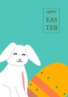 Happy easter card with smiling bunny and colorful egg illustration vector
