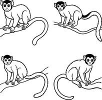 Funny and cute monkey drawings perfect for coloring pages vector