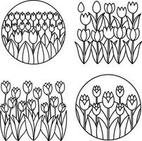 Assortment of flower illustrations coloring page floral patterns in spring and summer colors vector
