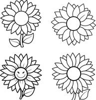 Assortment of floral illustrations coloring page flower patterns in spring and summer colors vector