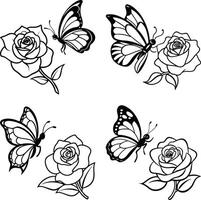 Group of floral illustrations coloring sheet flower patterns in spring and summer colors vector