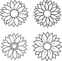 Suite of flower illustrations coloring sheet floral patterns in spring and summer colors vector