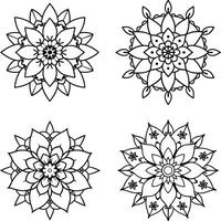 Series of floral illustrations coloring page flower patterns in spring and summer colors vector