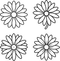 Group of floral illustrations coloring page flower patterns in spring and summer colors vector