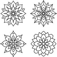 Collection of floral illustrations coloring sheet flower patterns in spring and summer colors vector