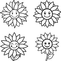 Collection of floral illustrations coloring page flower patterns in spring and summer colors vector