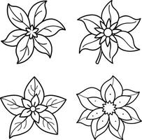 Series of flower illustrations coloring page floral patterns in spring and summer colors vector