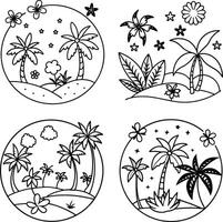 Series of floral illustrations coloring sheet flower patterns in spring and summer colors vector