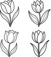 Variety of floral illustrations coloring page flower patterns in spring and summer colors vector