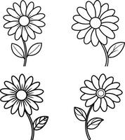 Array of flower illustrations coloring sheet floral patterns in spring and summer colors vector