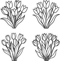 Range of floral illustrations coloring page flower patterns in spring and summer colors vector