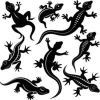 Enchanting Silhouette Collection of Lizards in Various Dynamic Poses vector