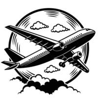 Passenger Plane Soaring Majestically Through the Azure Sky vector