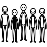 Minimalistic Line Drawing of Isolated Stick Figures in Various Poses vector