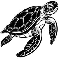 WatercolorInspired Swimming Turtle in Azure Waters vector