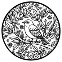 Round HandDrawn Coloring Page for Children with Two Shapes vector