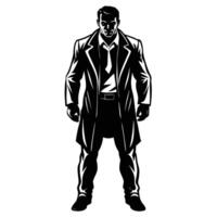 Solitary Silhouette of a Man Standing Alone in Isolation vector