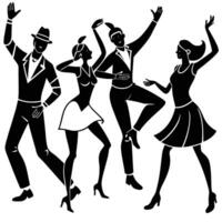 Dynamic Dance Poses of Flat Style Stick Figures Set vector