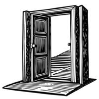 Isolated Sketch of an Open Door Revealing a Glimpse into Another World vector