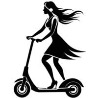 Graceful Woman Riding a Scooter with a White Background vector