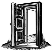HandDrawn Sketch of an Open Doorway Isolated on a Transparent Background vector