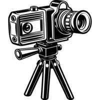 Sketch of a Camera Mounted on a Tripod vector
