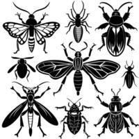 Comprehensive Collection of Isolated Insect Silhouettes vector