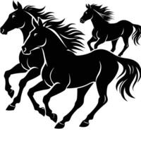 silueta corriendo caballos conjunto en blanco antecedentes gracia y movimiento en movimiento vector