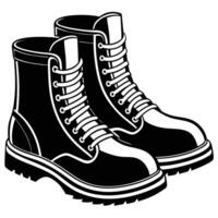 Isolated Brown Leather Boots with Laces on a Pure White Background vector