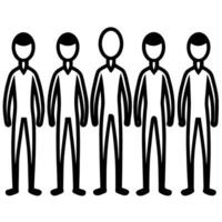 Line Art Illustration of Three Isolated Stick Figures Interacting vector
