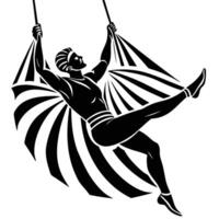 Trapeze Artist Silhouette in a Dynamic Aerial Performance vector