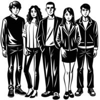 Illustration of Multiple People Standing on a White Background vector